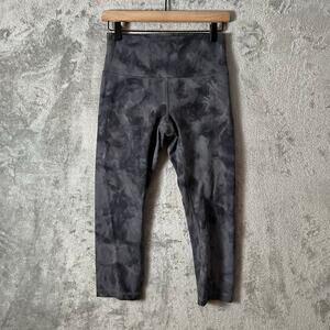 Lululemon Wunder Train High Rise Cropped Leggings Diamond Dye Grey Graphite 8